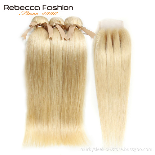 Rebecca 613 Blonde Straight Weave Raw 100% hair 10-24 inches cheap common grade virgin human hair bundles human hair extension